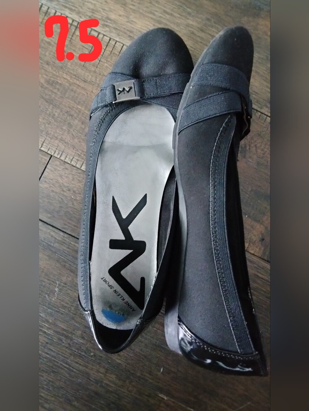 Anne Klein Sport Black Stretch Slip-On Ballet Flats